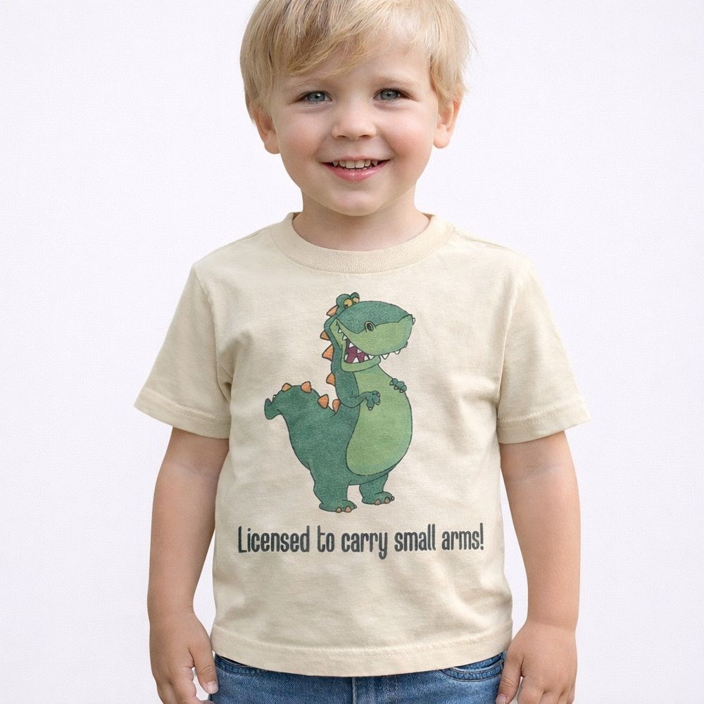 Rabbit Skins Cream Yellow Dinosaur Graphic Tee